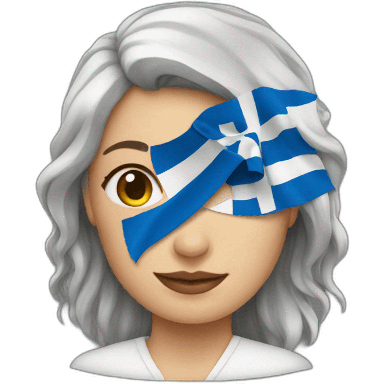 Woman physicist wearing a Greek flag emoji