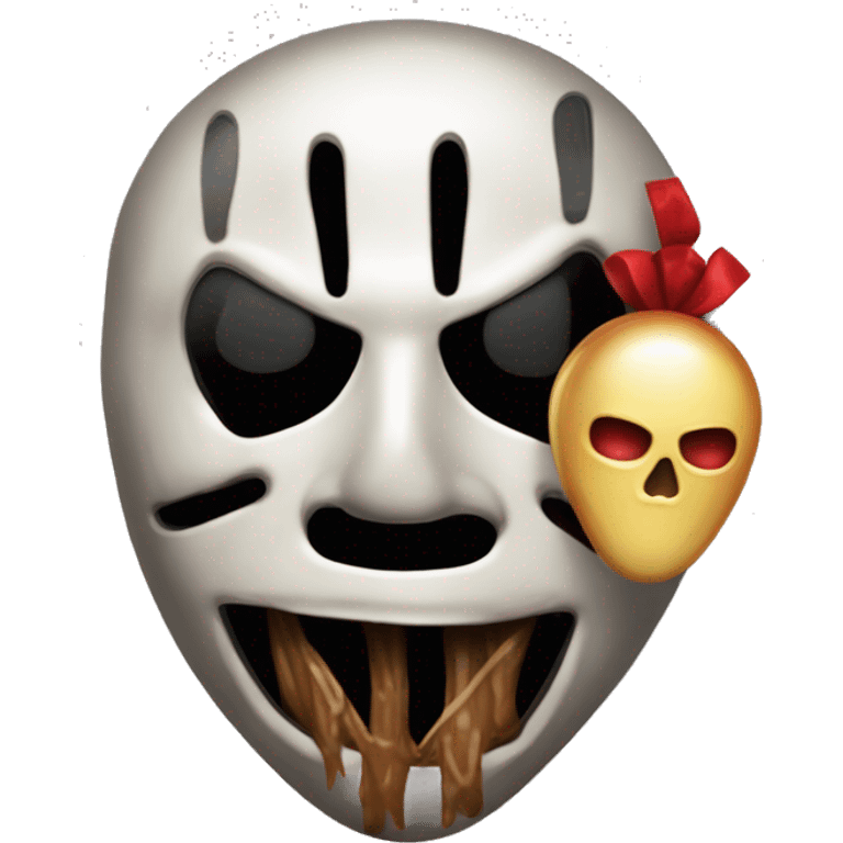 Una maschera di Ghostface, un palloncino rosso (IT), e un guanto con lame ispirato a Freddy Krueger. emoji