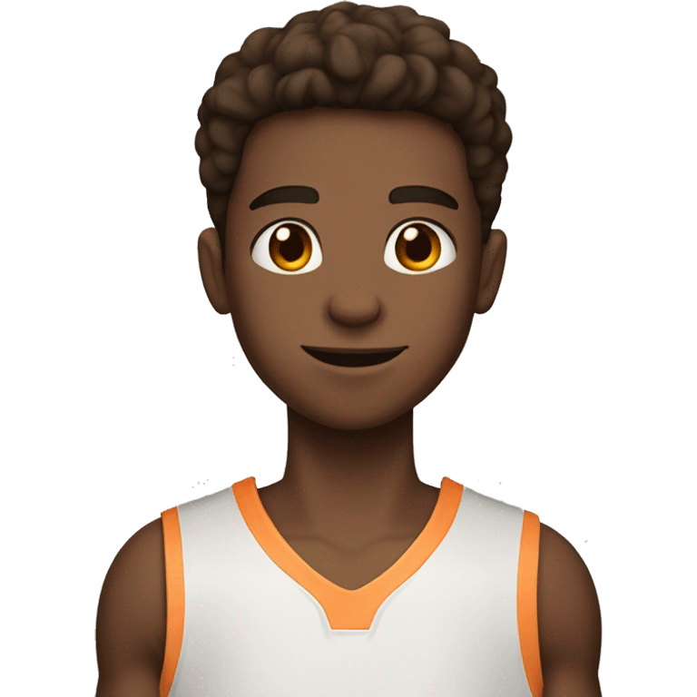 boy with brown hair brown eyes and peach skin playing basketball  emoji