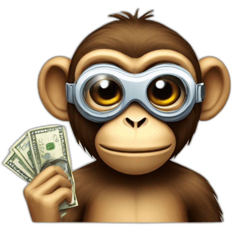 monkey with goggles and money emoji