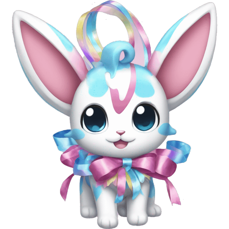 Shiny colorful Sylveon with ribbons emoji