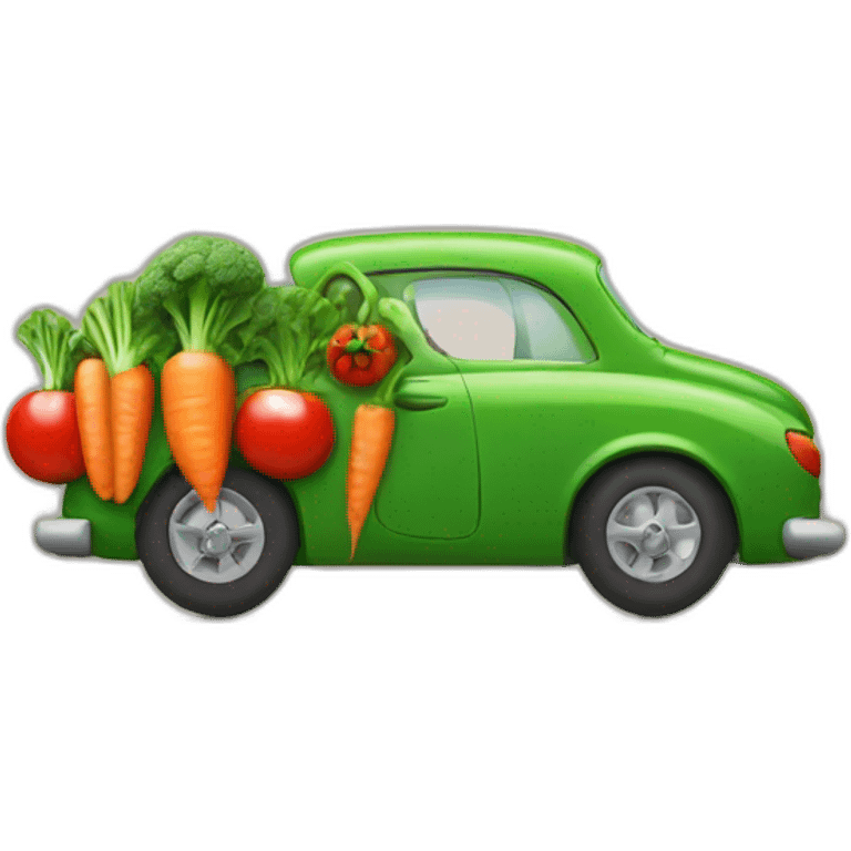 Car eating vegetable emoji