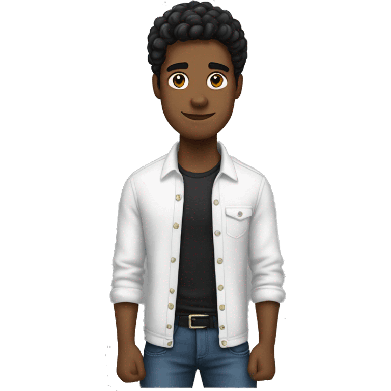 hombre  joven blanco, cabello ondulado negro  emoji