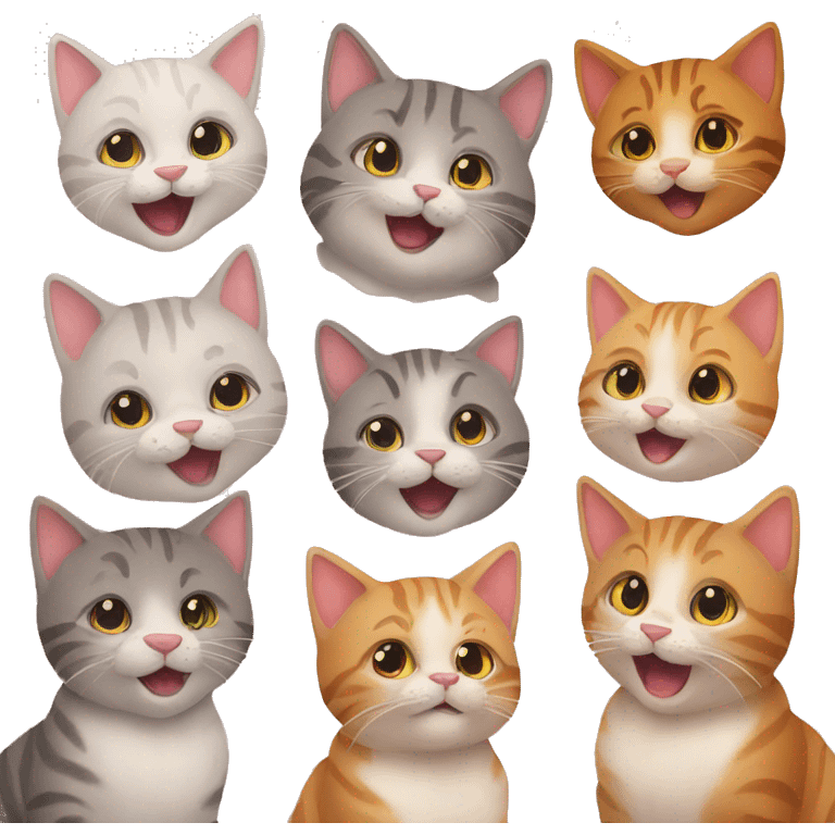 nine happy cats at a party emoji