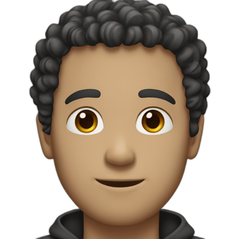 white man, black and slighy curly hair emoji