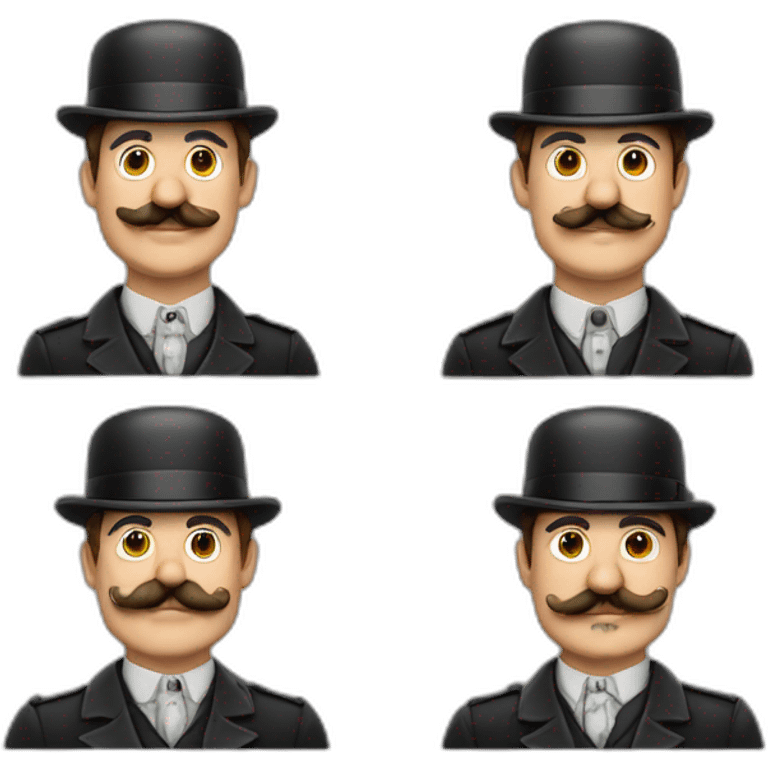 A man with Charlie chaplin mustache wearing 1939 and 1945 Germany costume emoji