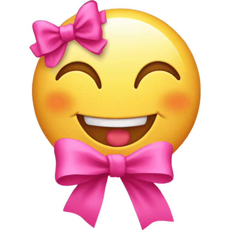 Standard Smily face with a pink bow emoji