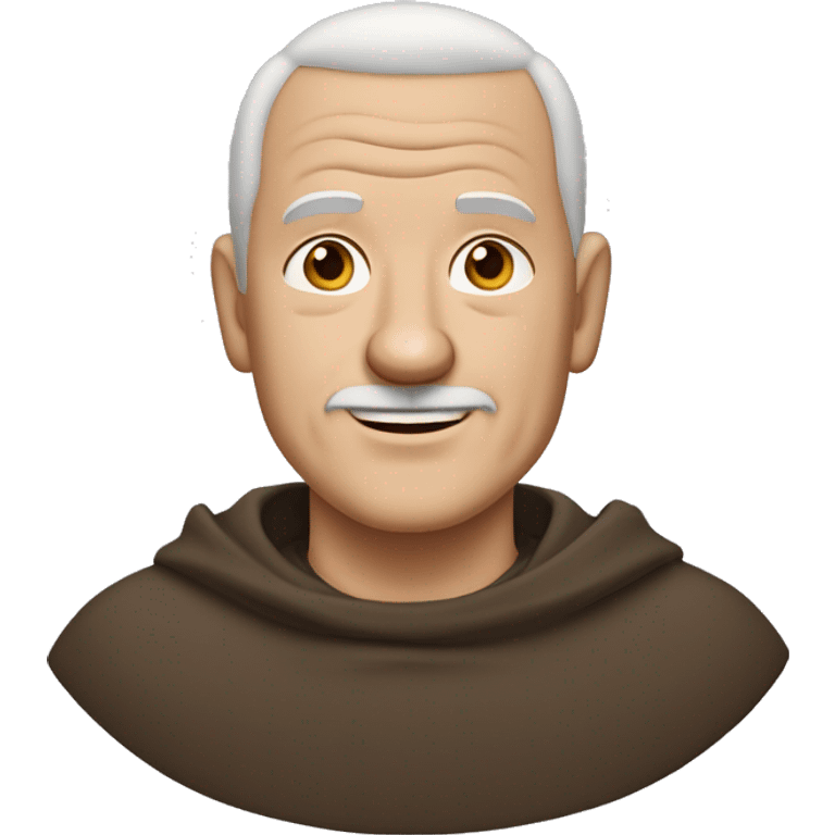 A middle-aged white male friar with a grizzled appearance, buzz cut, no facial hair, and a square jaw. emoji