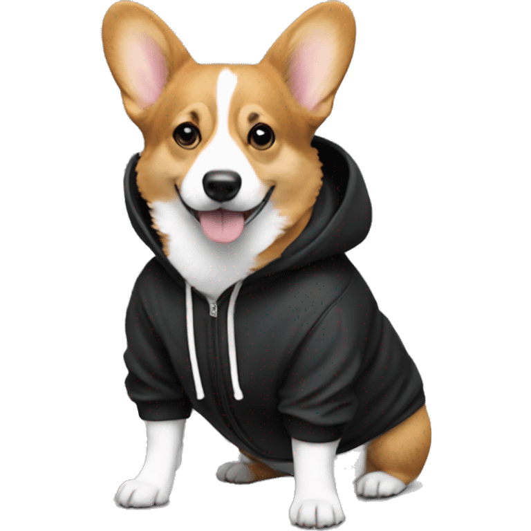 Corgi black/white in hoodie emoji