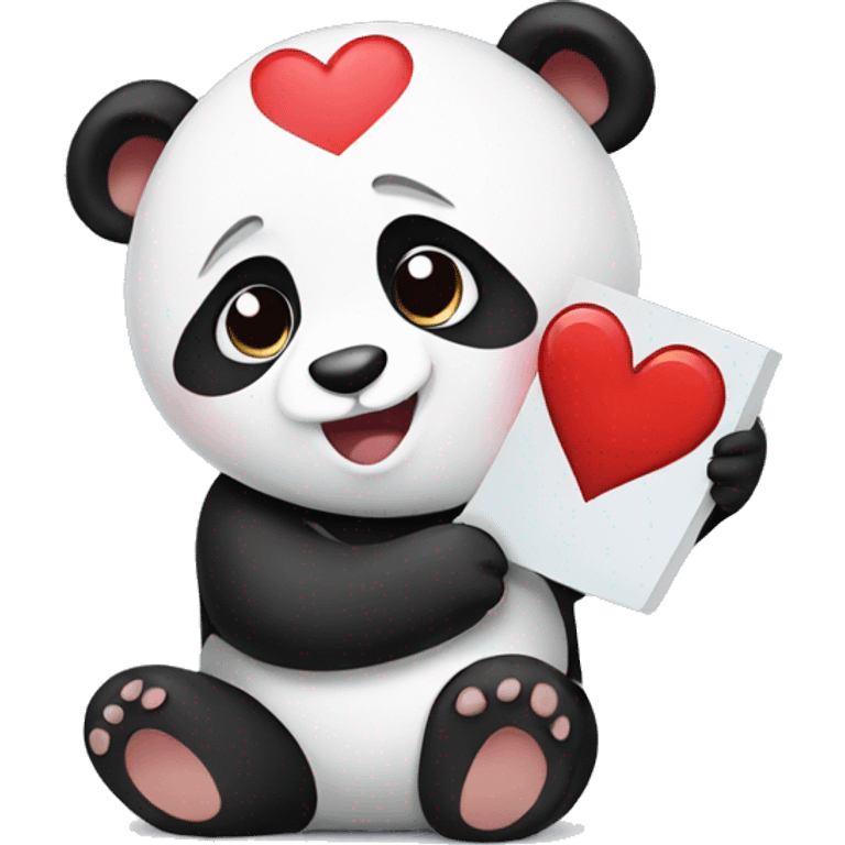 cut panda holding heart emoji