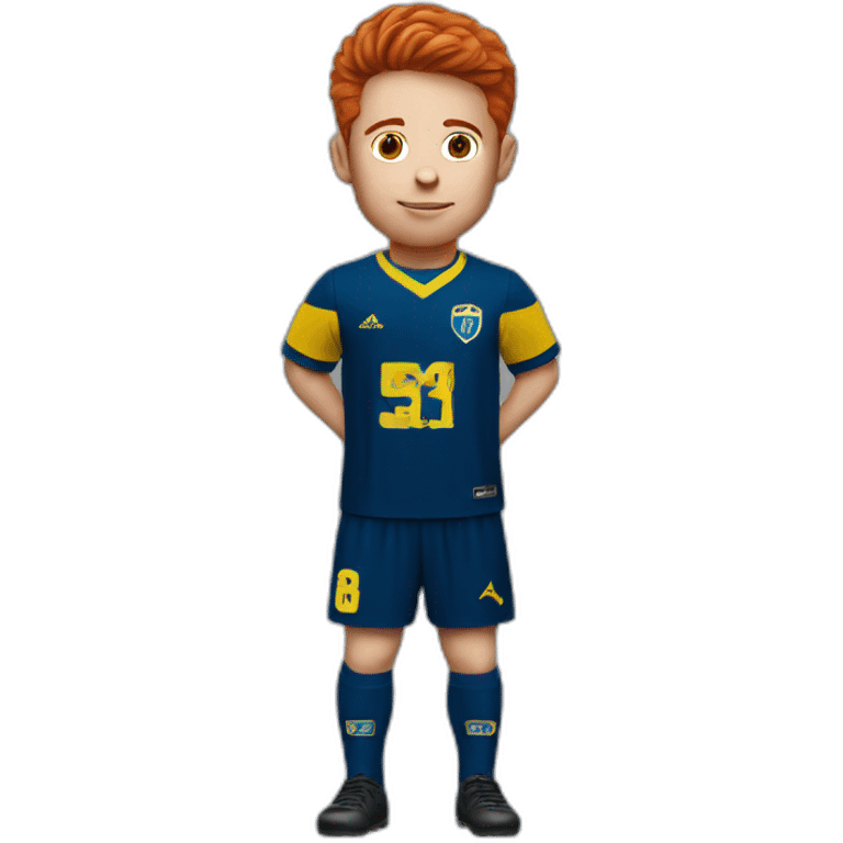 red haired kid with boca juniors jersey emoji