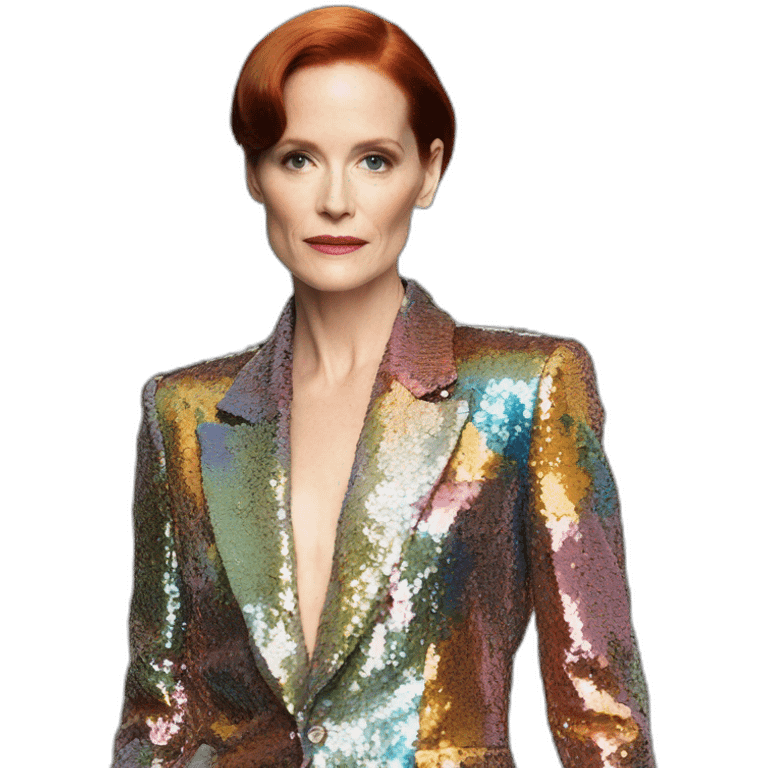 Audrey fleurot pose multicolored sequined suit emoji