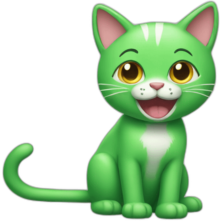 green cat happy emoji