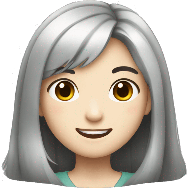 Draw a pretty Korean girl with black long hair, fair skin, no glasses, and a smiling face. emoji