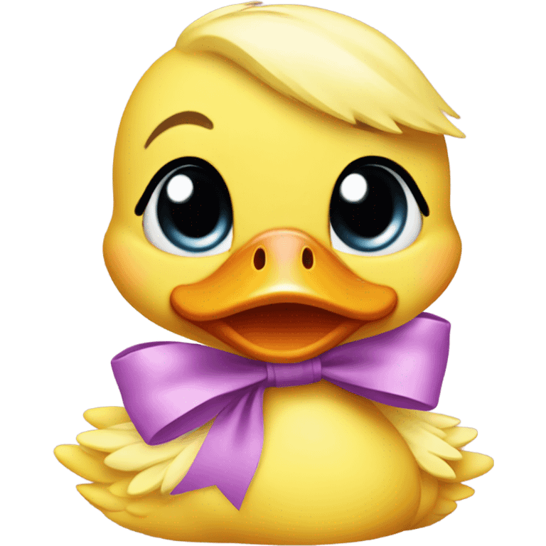 Baby duck wearing a bow on head emoji