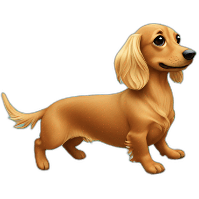 long haired blonde dachsund surfing emoji