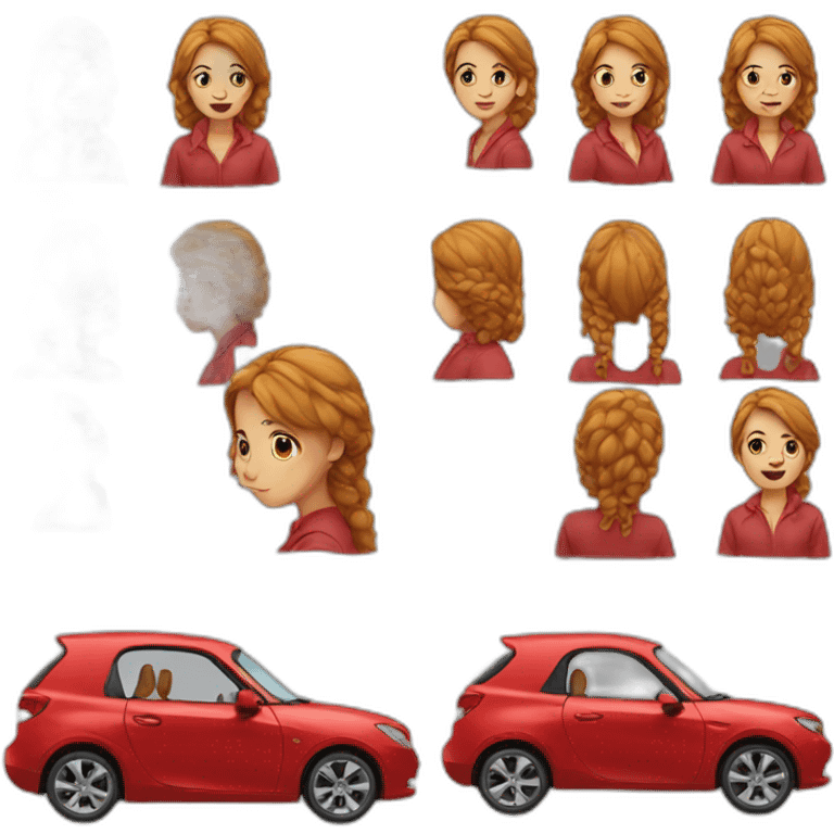 girl with red car emoji