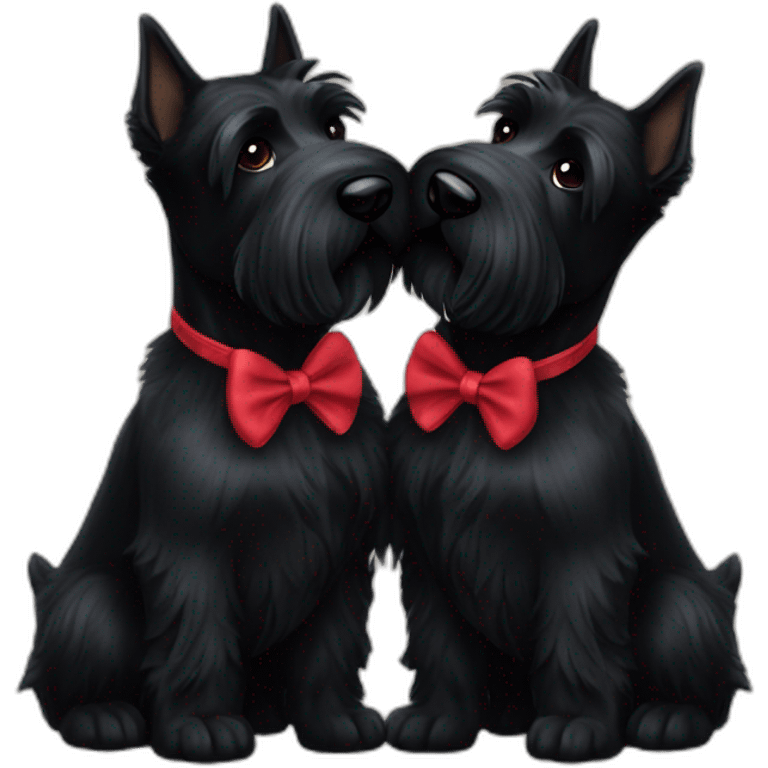 Two black Scottish terrier kissing emoji