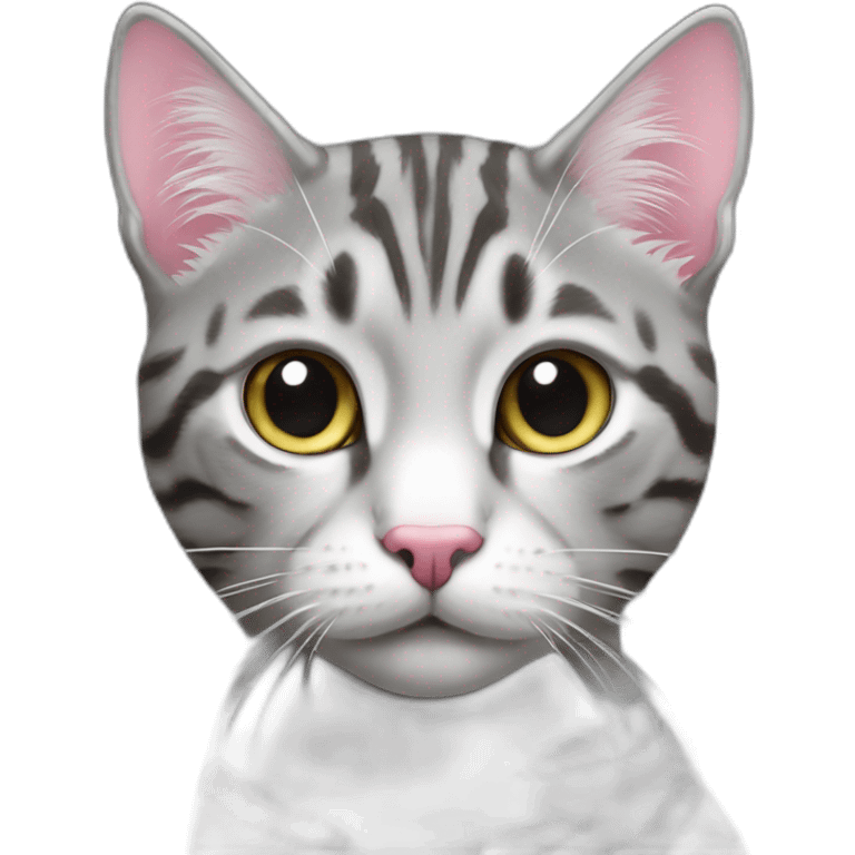 silver tabby low contrast cat with pink nose and white spot emoji