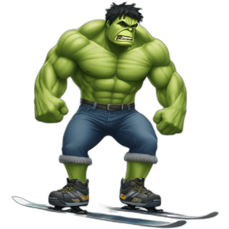 Hulk qui fait du ski alpin emoji