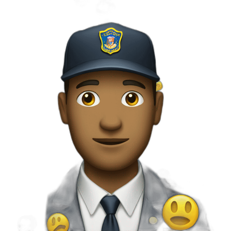 man with yellow "FBI" letters on his cap emoji