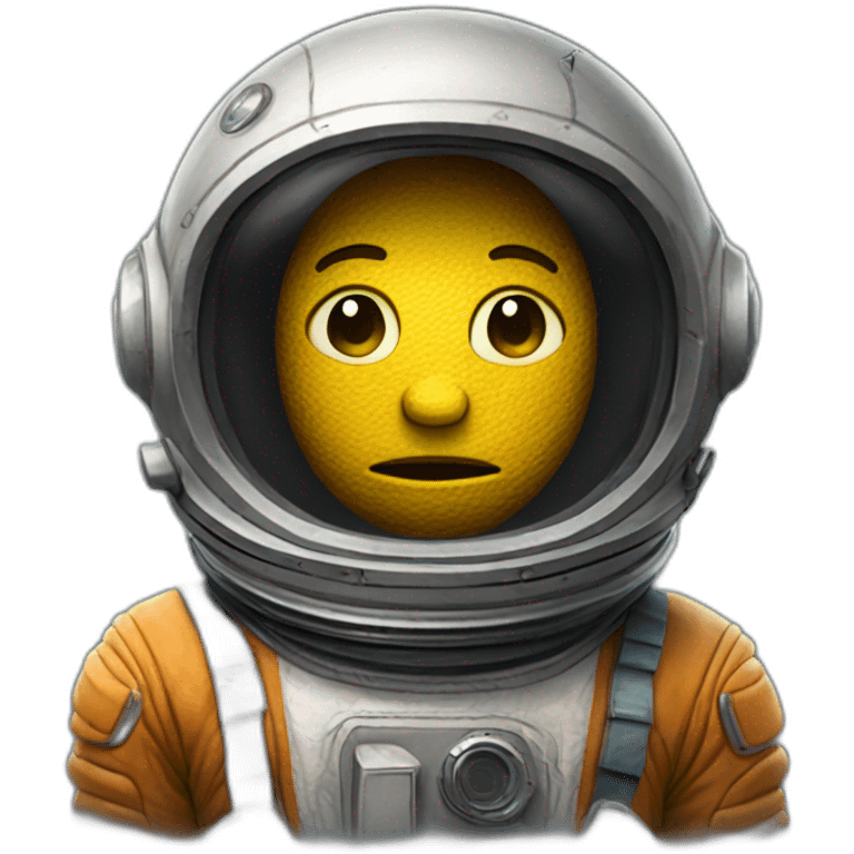 An astronaut with an old and worn-out helmet, lost in space. emoji