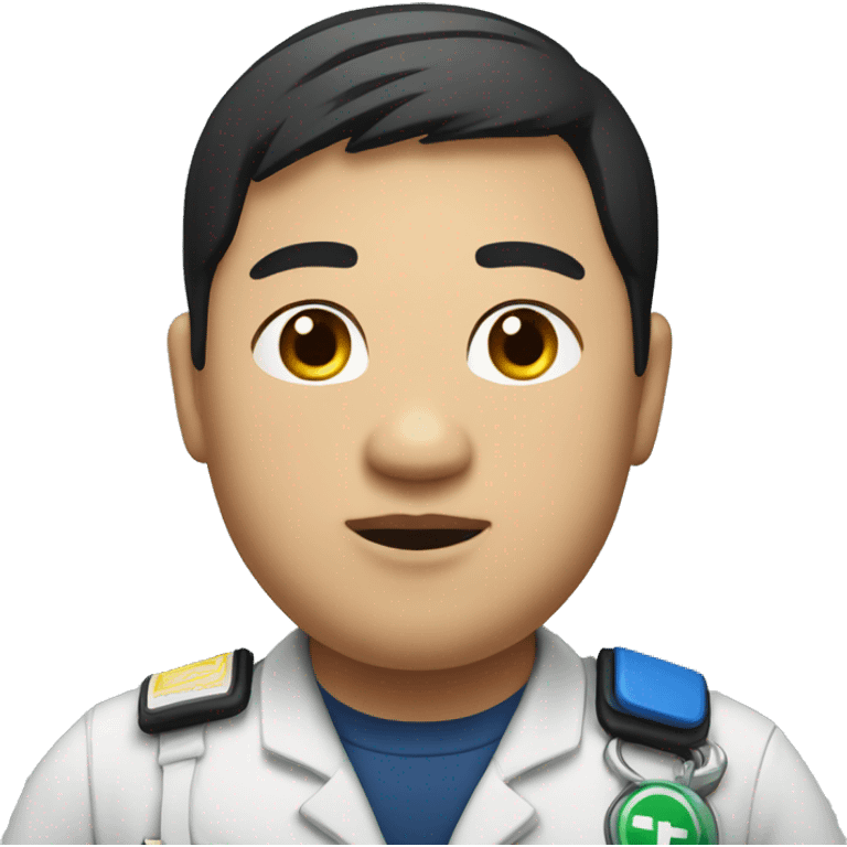 Fat male Asian paramedic with short black hair emoji