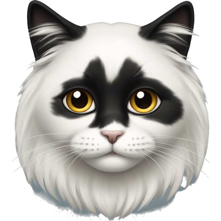 half black and half white long hair cat emoji