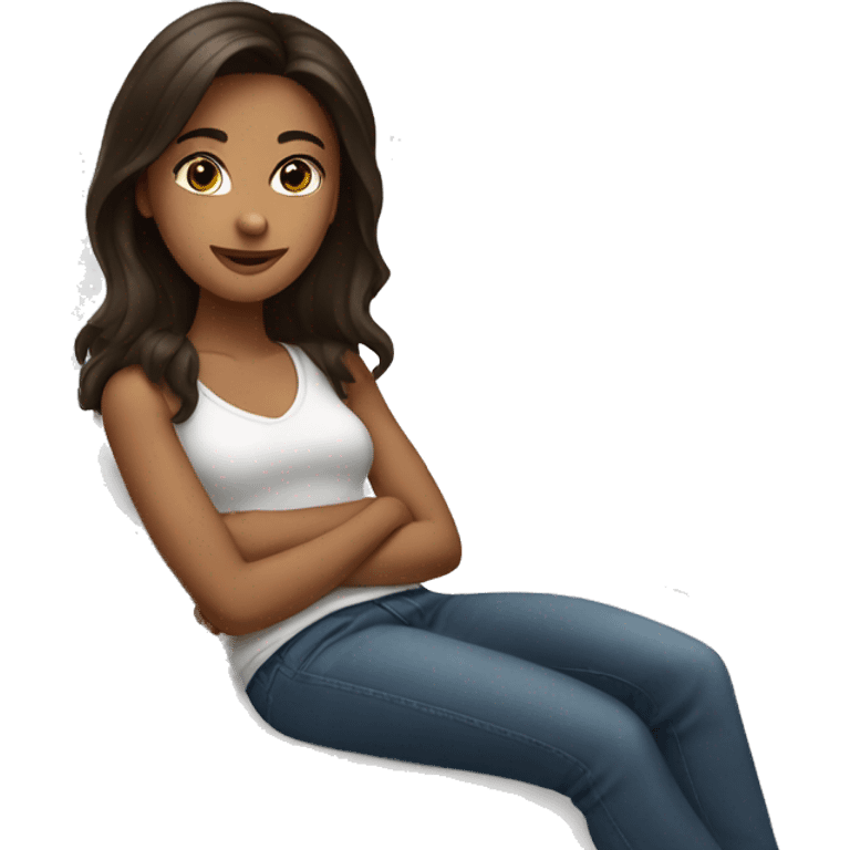 Brunette sitting on a bed emoji