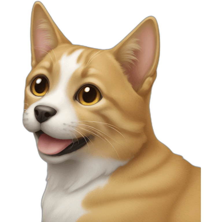 Un chat sur un chien emoji