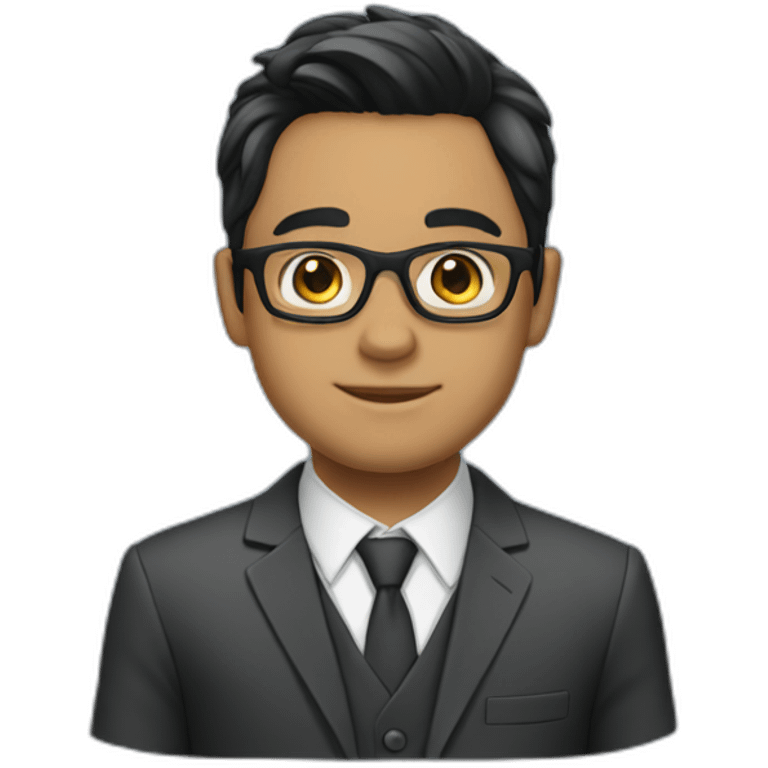 a boy with specs in business suit black hairs with lite beard emoji