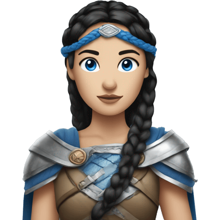 Shield maiden with Black hairbraid and blue eyes emoji