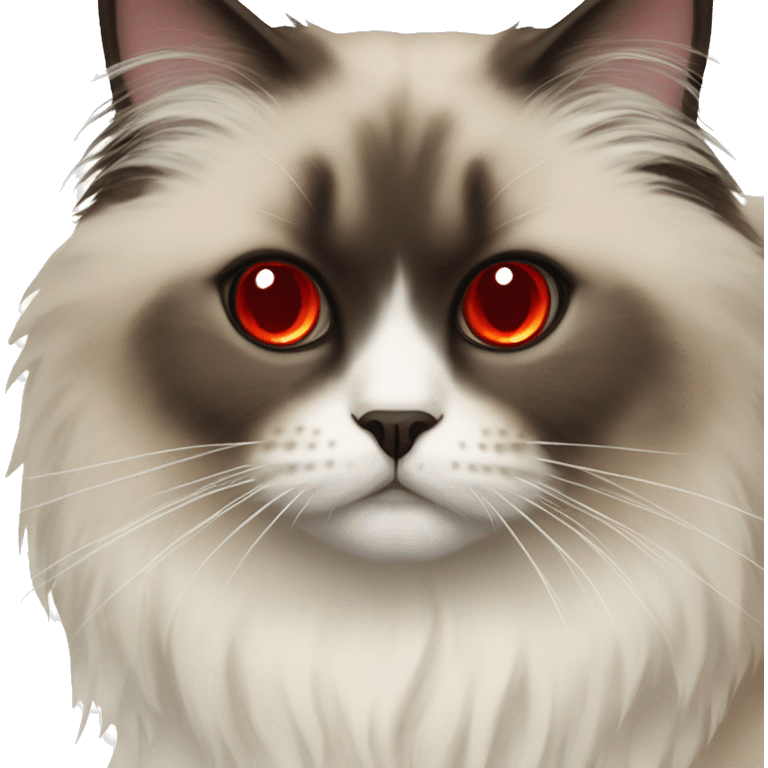 himalayan ragdoll cat with dark brown face and red eyes emoji