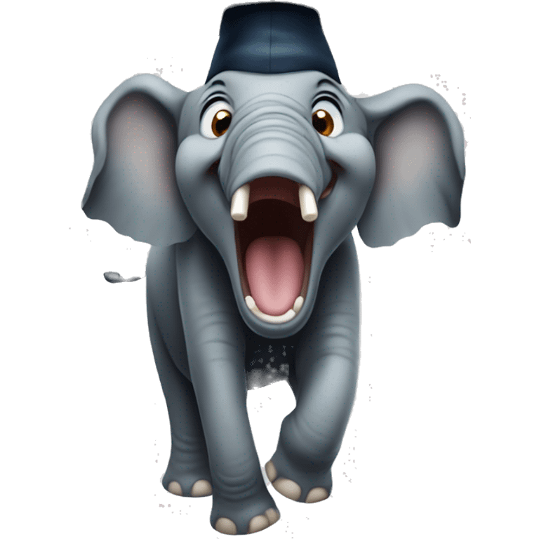 elephant screaming in a graduation cap emoji