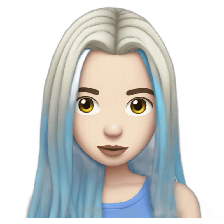 Billie eilish chanteuse cheveux bleu emoji