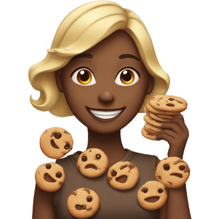 happy girls with cookies emoji