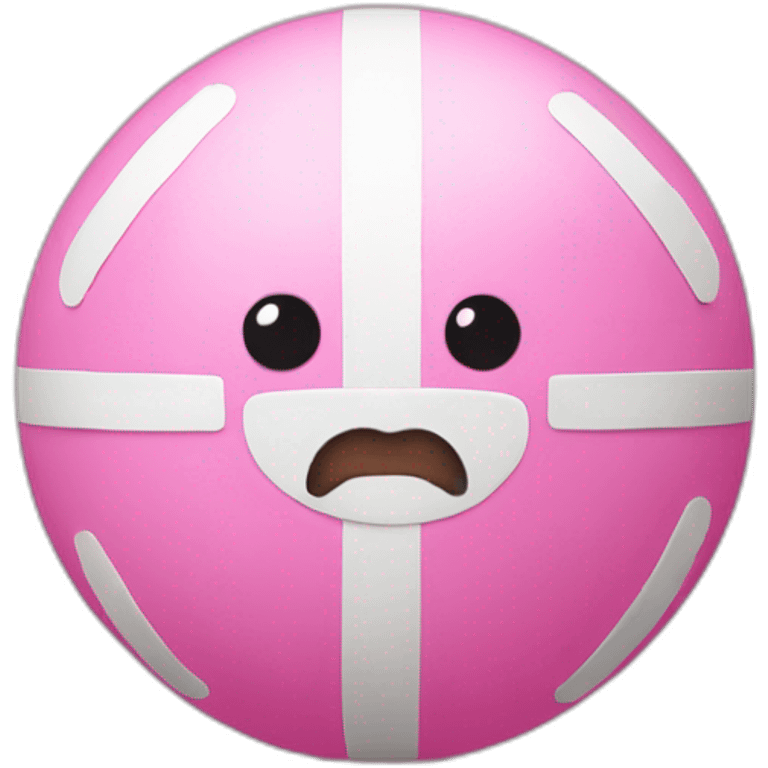 pink ball with top ribbon and white of eyes emoji