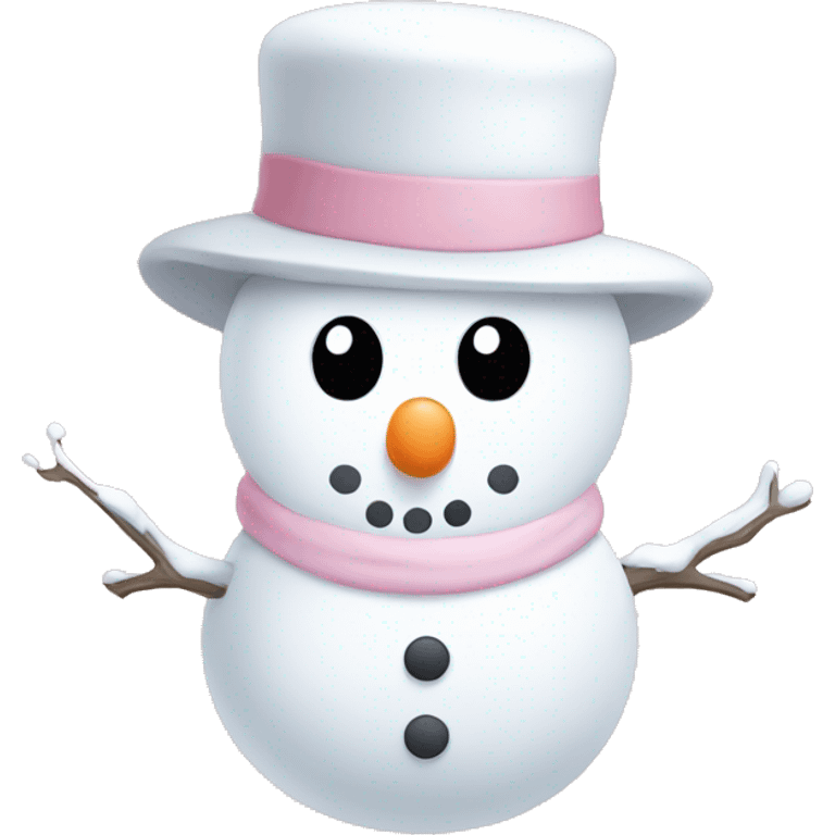 Cute white and light pink snowman emoji