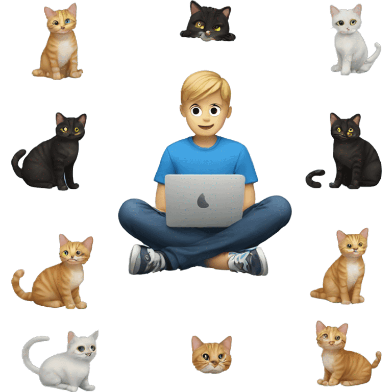 boy with cat and laptop emoji