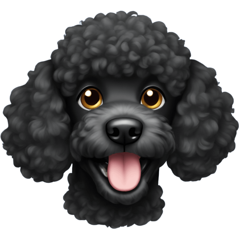 Black poodle smiling emoji