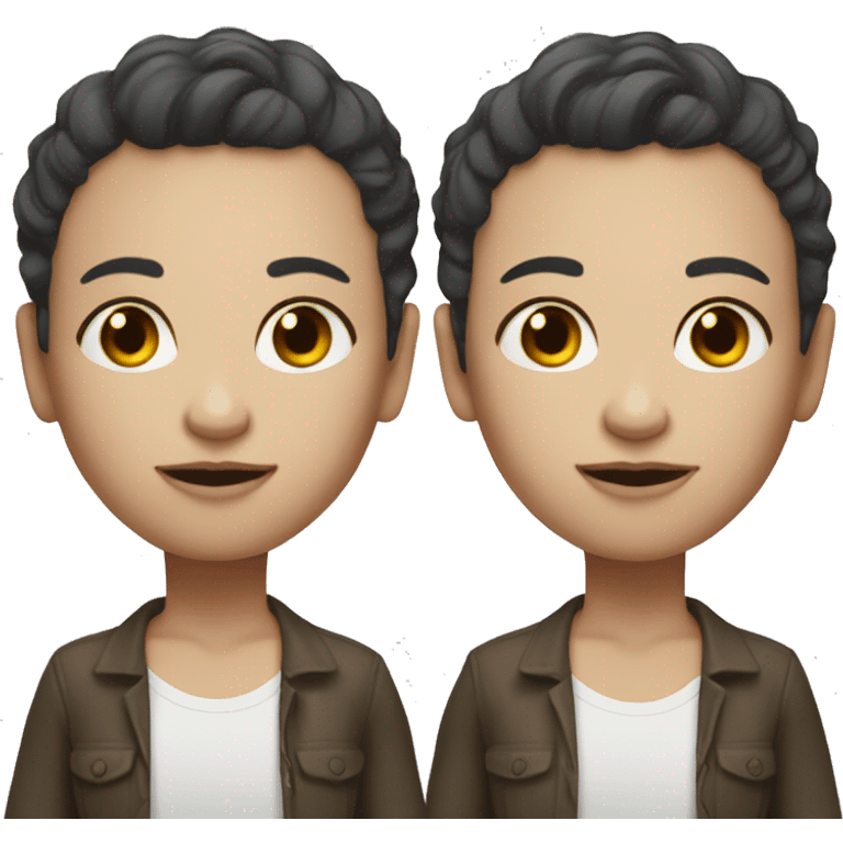 Dark short hair white skin twins  emoji