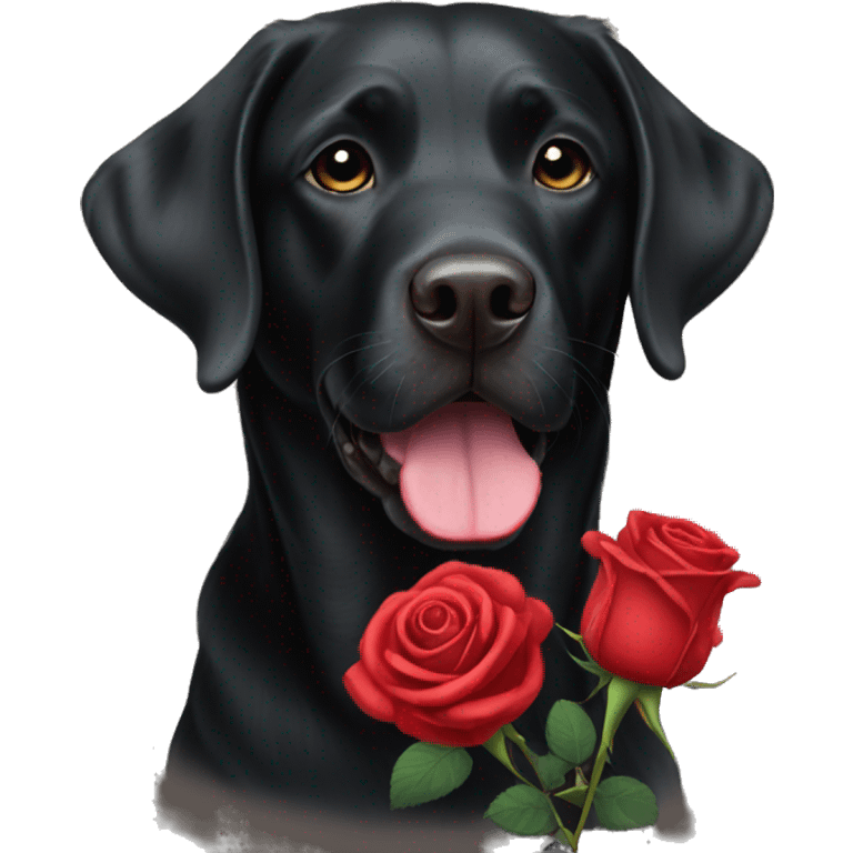 Black Labrador red rose emoji