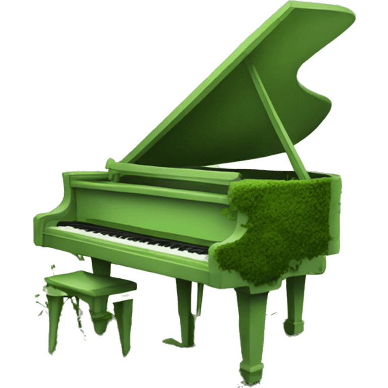 Light Green Piano with dark moss and vines growing all over it emoji