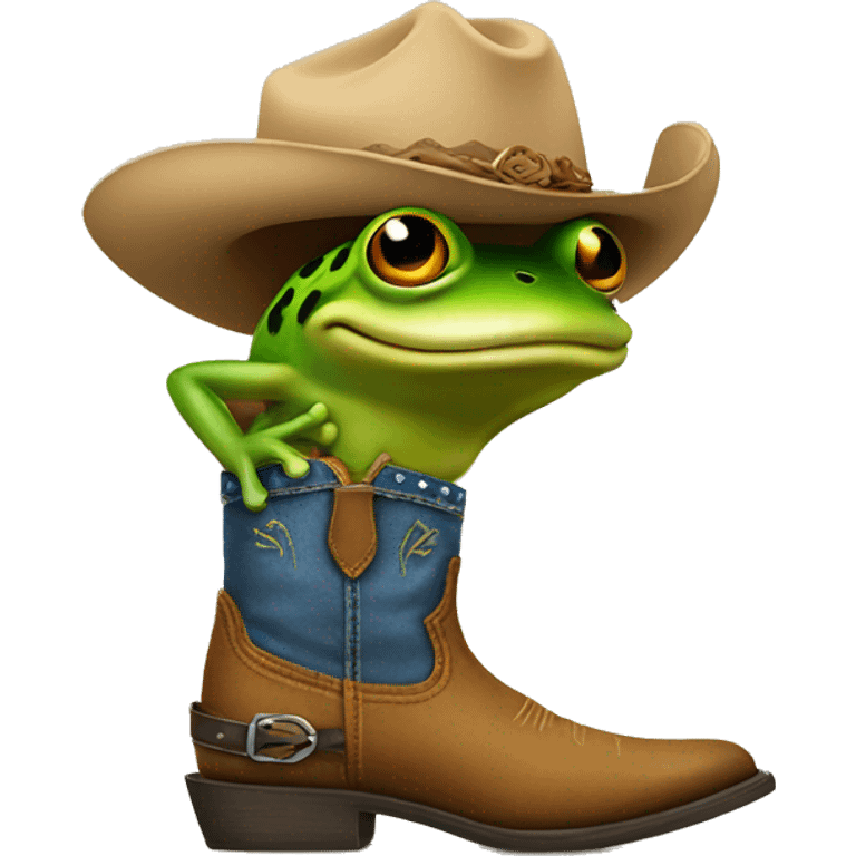 Frog wearing cowboy boots emoji