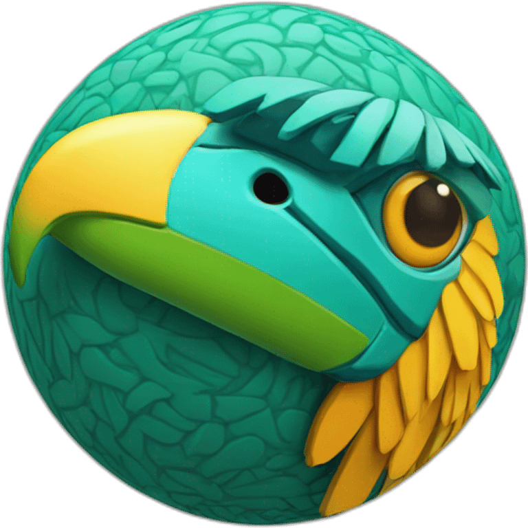 3d sphere with a cartoon Parrot skin texture with Eye of Horus emoji