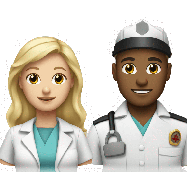 blonde haired nurse and blonde haired fireman emoji