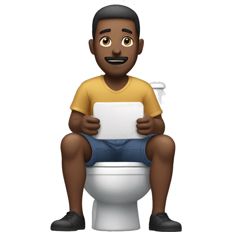 A man using the toilet while playing games on his playstation emoji