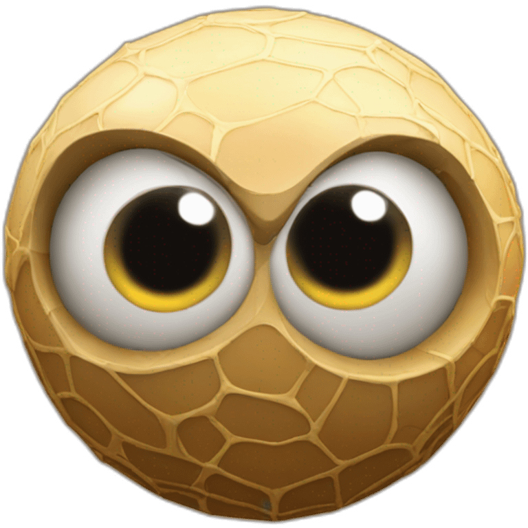 3d sphere with a cartoon Cave Spider skin texture with big feminine eyes emoji