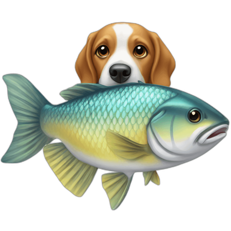 Chien sur un poisson emoji