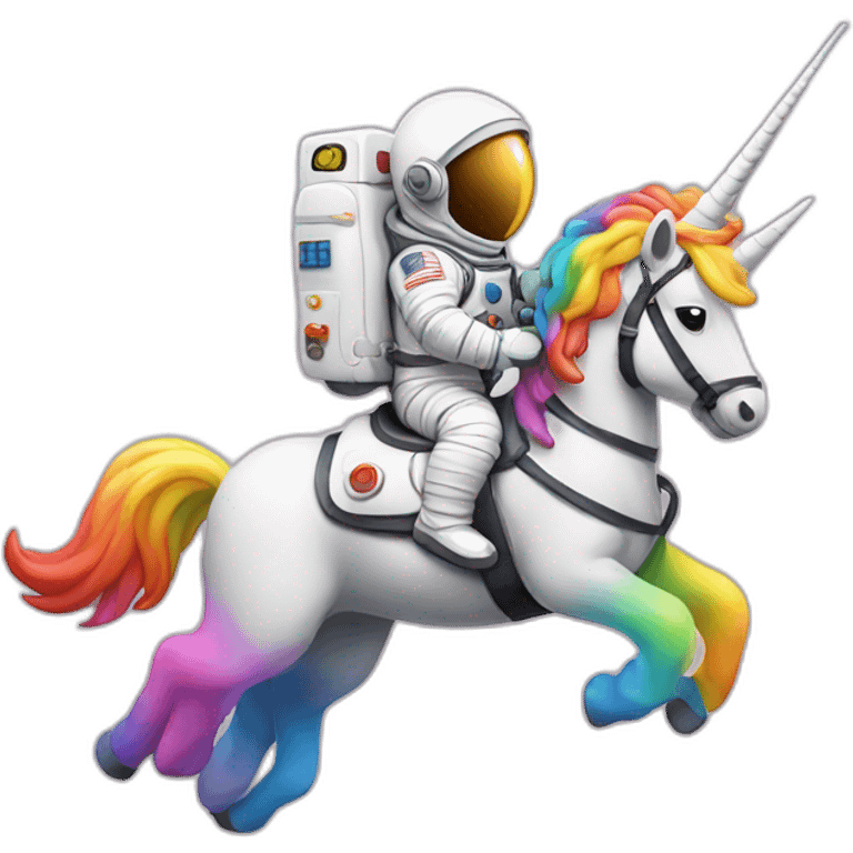 emoji of an astronaut riding a rainbow colored unicorn emoji